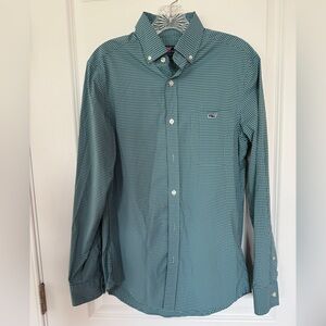 Vineyard Vines Men’s Teal Checkered Button Down Shirt
